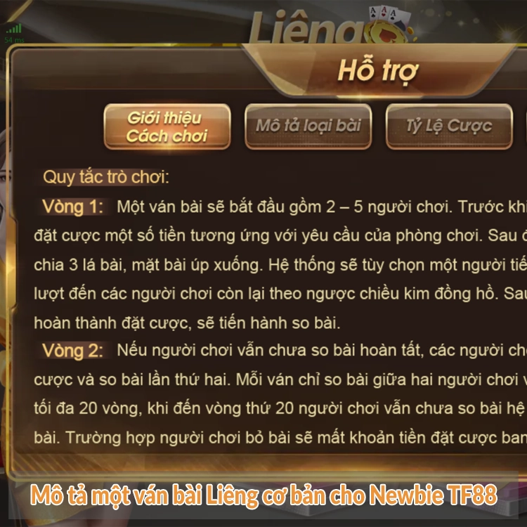 Mô tả một ván bài Liêng cơ bản cho Newbie TF88